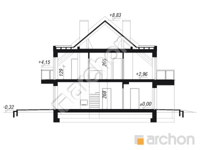 Проект дома ARCHON+ Дом под агавами 2 вер. 2 Розріз будинку