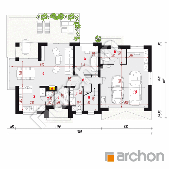 Проект будинку ARCHON+ Будинок в сливах (Г2) План першого поверху