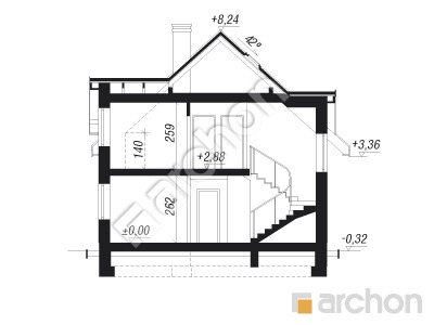 Проект дома ARCHON+ Дом в фуксиях вер.2 Розріз будинку