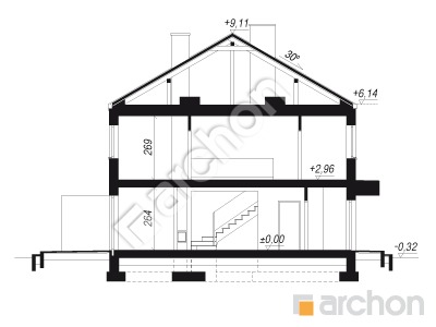 Проект дома ARCHON+ Дом в ривиях 2 (Р2) Розріз будинку