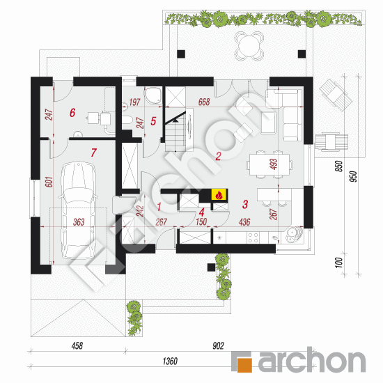 Проект дома ARCHON+ Дом в яблонках 10 План першого поверху