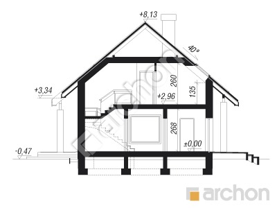 Проект дома ARCHON+ Дом в яблонках 10 Розріз будинку