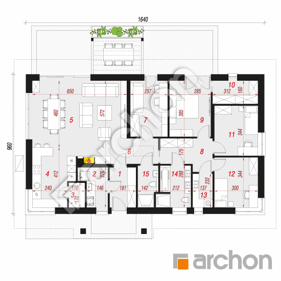 Проект будинку ARCHON+ Будинок у мекінтошах 6 (Е) ВДЕ План першого поверху