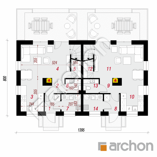 Проект дома ARCHON+ Дом в бруснике (Р2) вер.3 План першого поверху