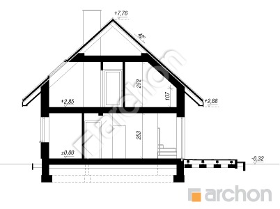 Проєкт будинку ARCHON+ Будинок в брусниці (Р2) вер.3 Розріз будинку