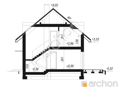 Проект дома ARCHON+ Дом в химонантах (Р2) вер.2 Розріз будинку