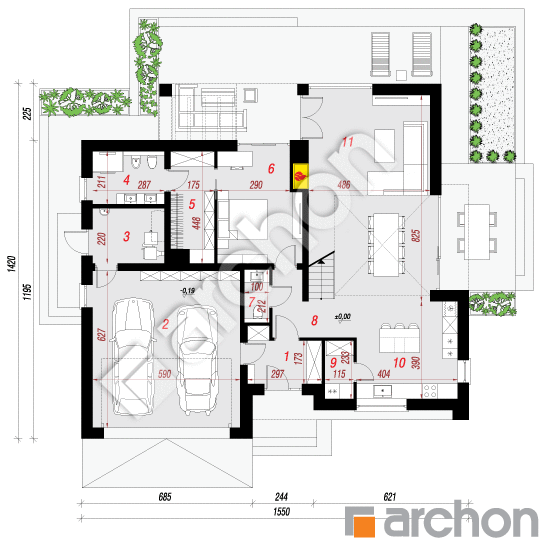 Проект будинку ARCHON+ Будинок в бирючинах (Г2) План першого поверху
