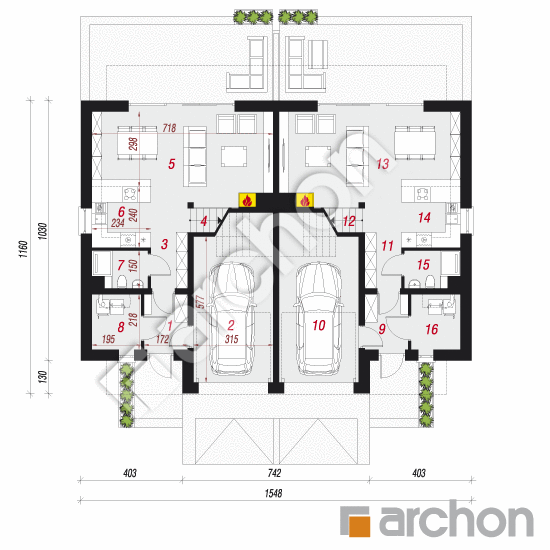 Проект будинку ARCHON+ Будинок в клематисах 28 (Р2) План першого поверху