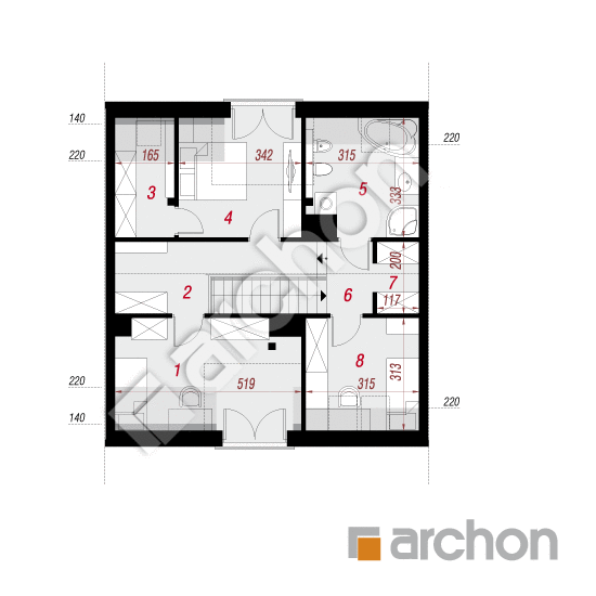 Проект дома ARCHON+ Дом в цикламенах 5 (С) вер. 2 План мансандри