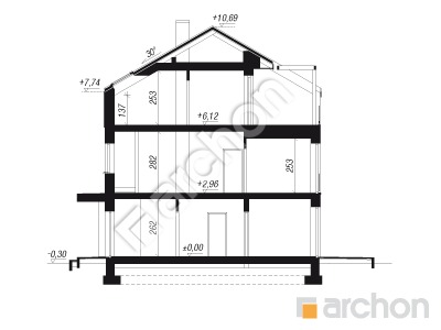 Проект дома ARCHON+ Дом в фиалках 17 (Р2Б) вер.2 Розріз будинку