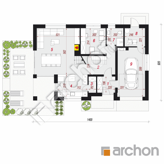 Проект дома ARCHON+ Дом в изопируме 5 План першого поверху