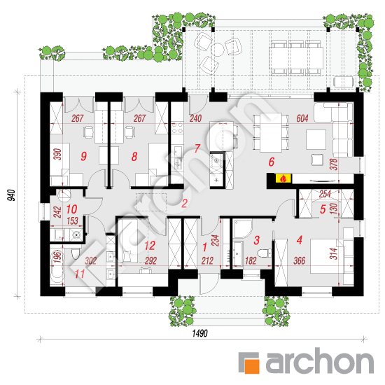 Проект будинку ARCHON+ Будинок в баллотах 2 План першого поверху