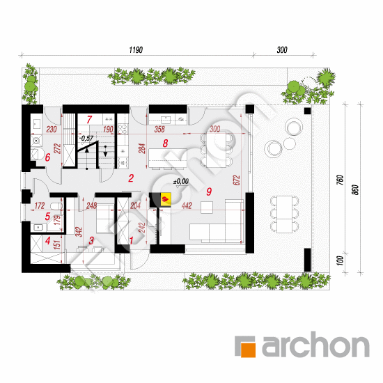 Проект будинку ARCHON+ Будинок в косариках 3 План першого поверху