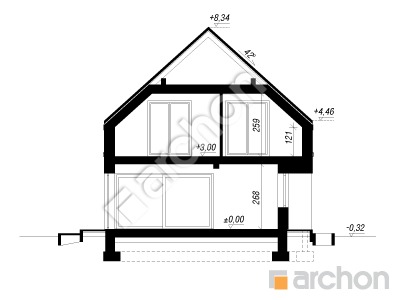Проект дома ARCHON+ Дом в косариках 3 Розріз будинку