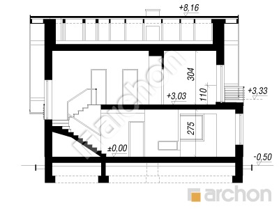 Проект дома ARCHON+ Дом в филодендронах 3 Розріз будинку