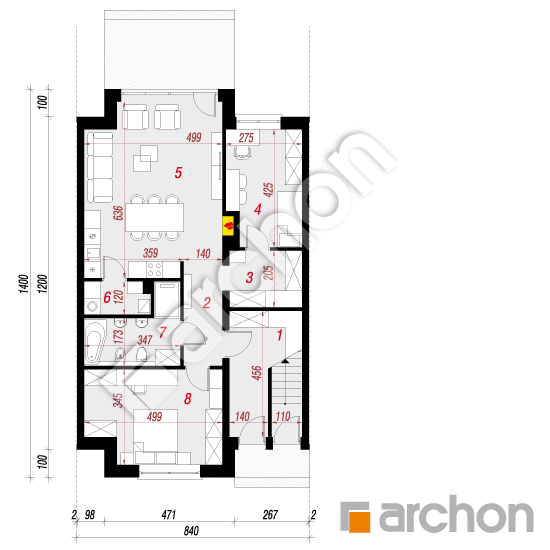 Проект дома ARCHON+ Вилла Юлия 6 (С) План першого поверху