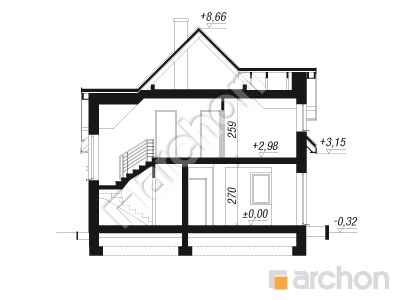 Проект дома ARCHON+ Дом в медуницах (Н) Розріз будинку