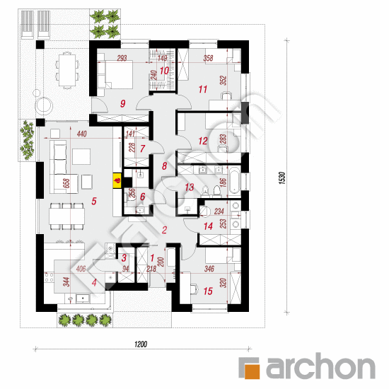 Проект будинку ARCHON+ Будинок в хакетіях 8 План першого поверху