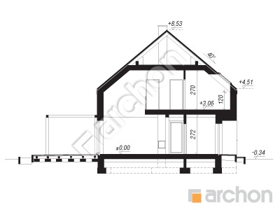 Проект дома ARCHON+ Дом под грабами 2 (Е) Розріз будинку