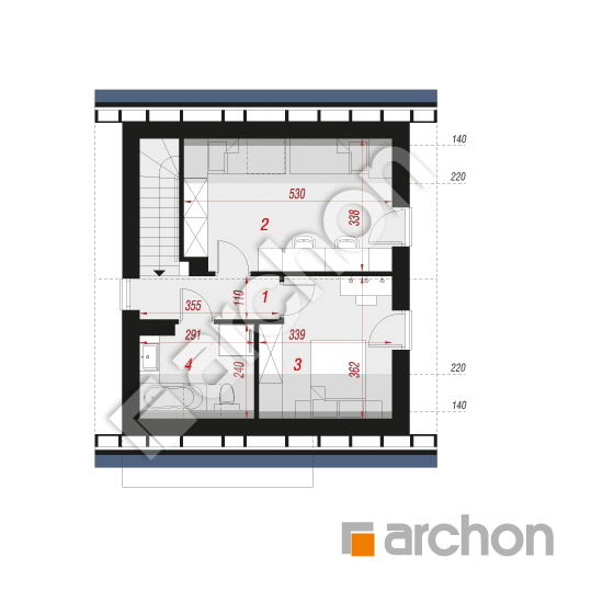 Проект дома ARCHON+ Дом в бруснике (НЕ) ВИЭ План мансандри