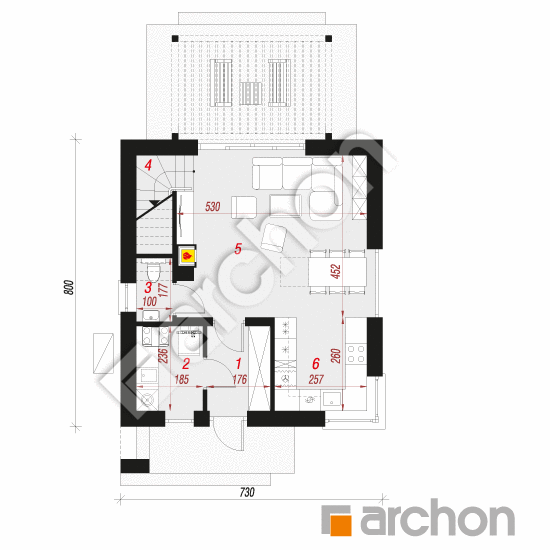 Проект дома ARCHON+ Дом в бруснике (НЕ) ВИЭ План першого поверху