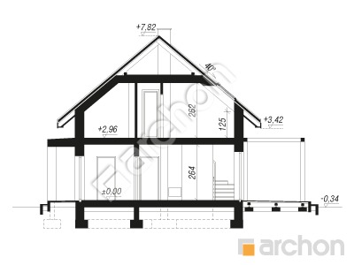 Проєкт будинку ARCHON+ Будинок в брусниці (НЕ) ВДЕ Розріз будинку