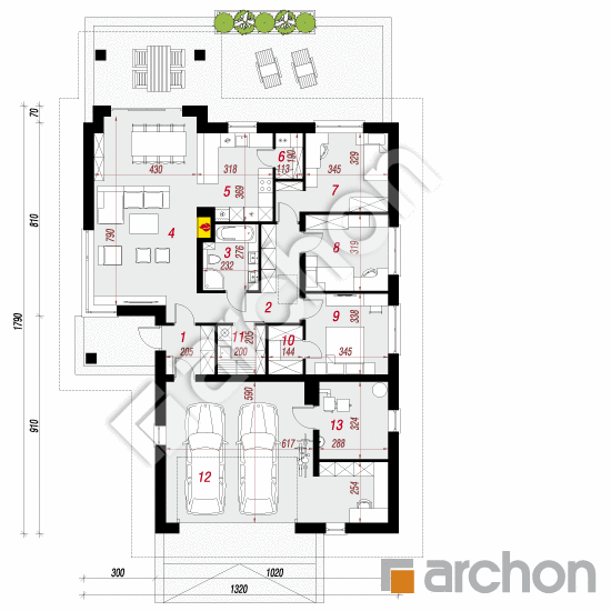 Проект дома ARCHON+ Дом в сирени 5 (Г2) План першого поверху