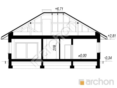 Проєкт будинку ARCHON+ Будинок в бузку 5 (Г2) Розріз будинку