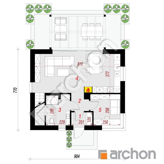 Проект будинку ARCHON+ Будинок в чорниці План першого поверху