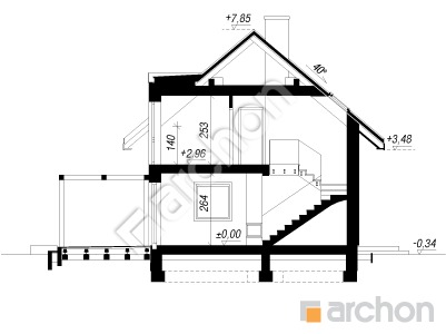 Проєкт будинку ARCHON+ Будинок в чорниці Розріз будинку