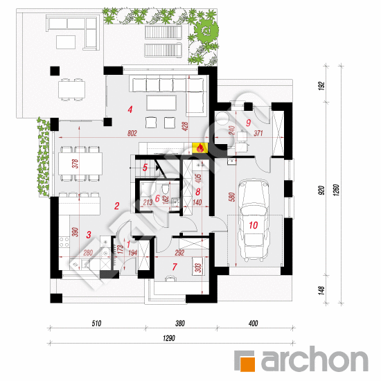 Проект дома ARCHON+ Дом в кариссиях 2 План першого поверху