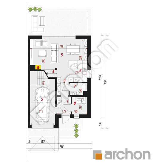 Проект дома ARCHON+ Дом в клематисах 28 (Б) План першого поверху
