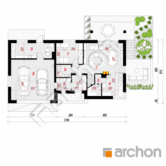 Проект будинку ARCHON+ Будинок в малинівці (Г2) План першого поверху