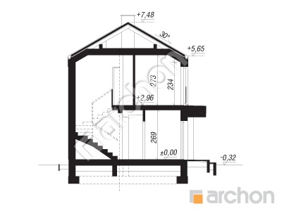 Проект дома ARCHON+ Дом в эверниях (С) Розріз будинку