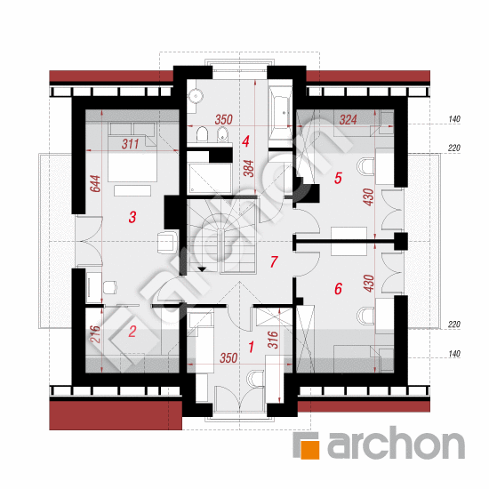 Проект будинку ARCHON+ Будинок в аспарагусах (ПН) вер.2 План мансандри