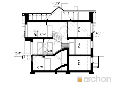 Проєкт будинку ARCHON+ Будинок в аспарагусах (ПН) вер.2 Розріз будинку