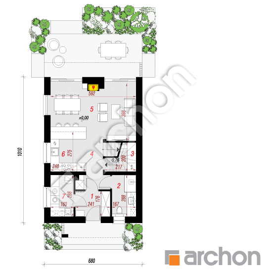 Проект дома ARCHON+ Дом в сон-траве 7 План першого поверху