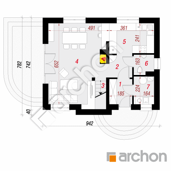 Проект будинку ARCHON+ Будинок в солодках 4 вер.2 План першого поверху