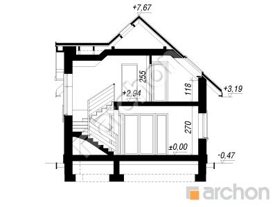 Проєкт будинку ARCHON+ Будинок в солодках 4 вер.2 Розріз будинку