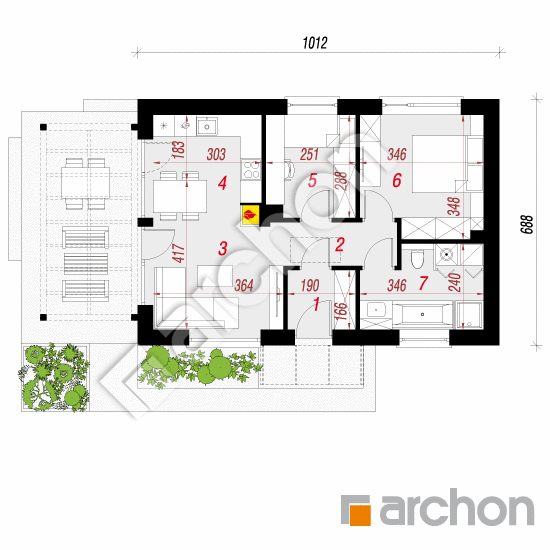 Проект дома ARCHON+ Дом в ирисе 5 (Н) План першого поверху