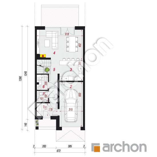 Проект будинку ARCHON+ Вілла Амелія (СА) План першого поверху