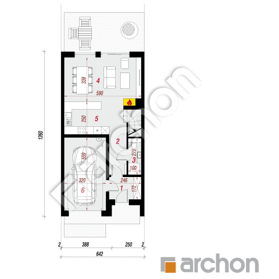 Проект дома ARCHON+ Дом под гинко 15 (ГС) План першого поверху
