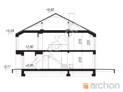 Проект дома ARCHON+ Дом под гинко 15 (ГС) Розріз будинку