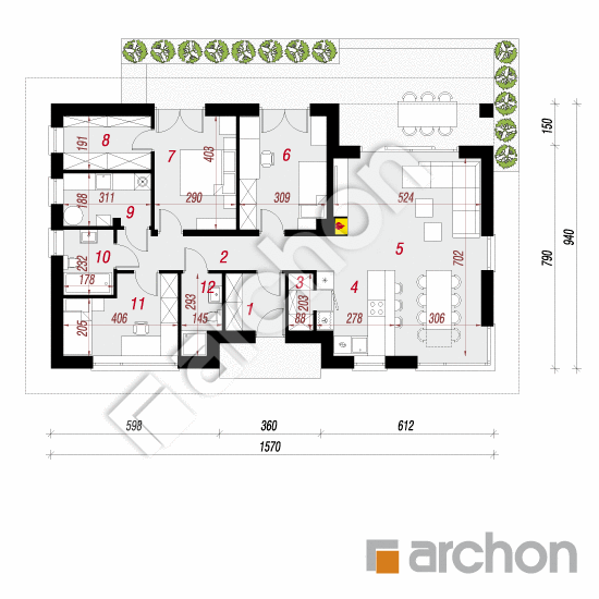 Проект будинку ARCHON+ Будинок в амерсах План першого поверху