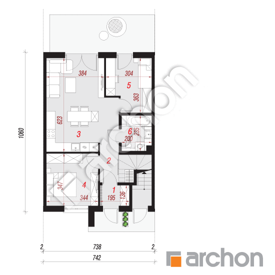 Проект будинку ARCHON+ Будинок при тракті 2 (Р2СА) План першого поверху
