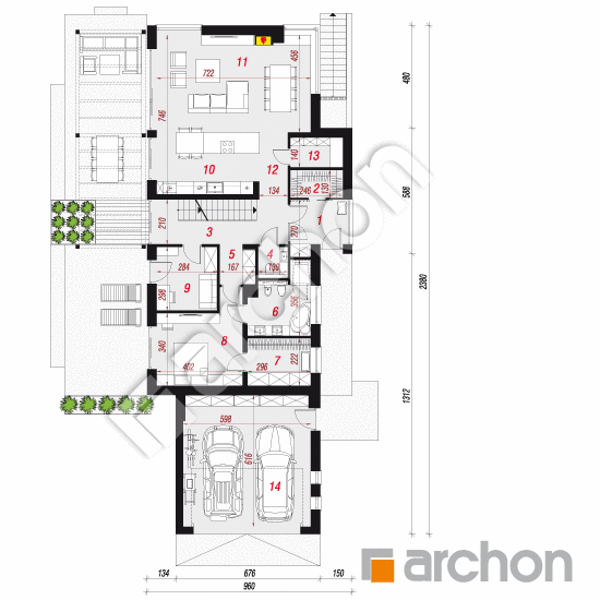Проект дома ARCHON+ Дом в естрагоне 2 (Г2П) План першого поверху