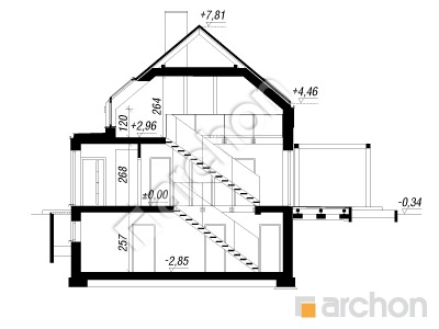 Проєкт будинку ARCHON+ Будинок в естрагоні 2 (Г2П) Розріз будинку