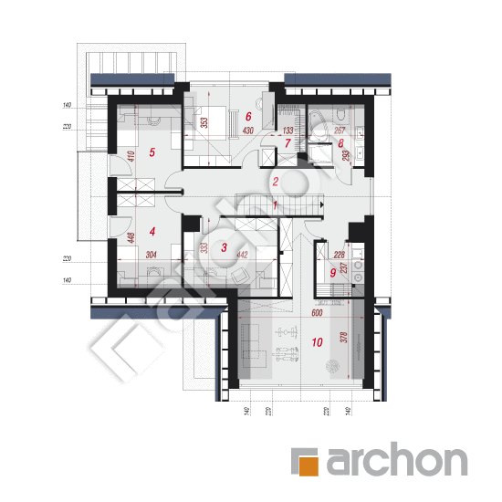Проект дома ARCHON+ Дом в теллимах (Г2) План мансандри