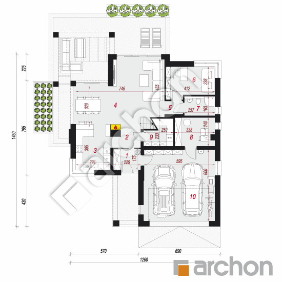 Проект будинку ARCHON+ Будинок у телімах (Г2) План першого поверху