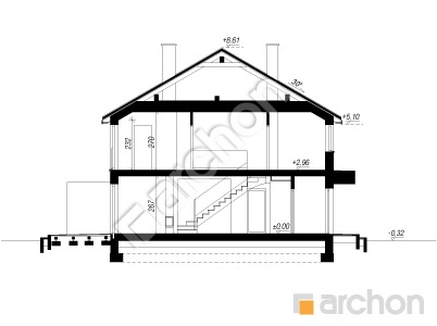 Проект дома ARCHON+ Дом в ривиях 4 (Б) Розріз будинку